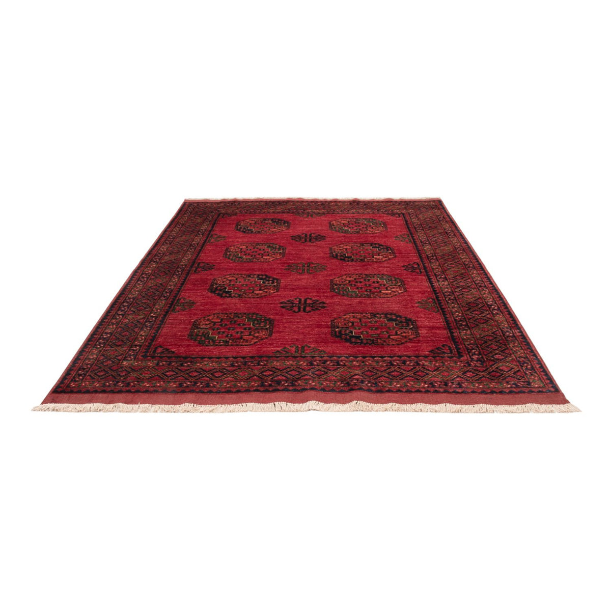 Alfombra afgana - Kunduz - 241 x 176 cm - rojo