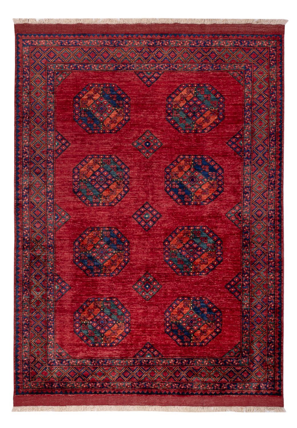 Alfombra afgana - Kunduz - 243 x 177 cm - rojo