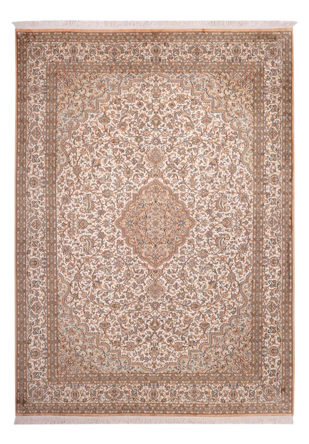 Alfombra de seda - Seda de Cachemira - 290 x 205 cm - arena