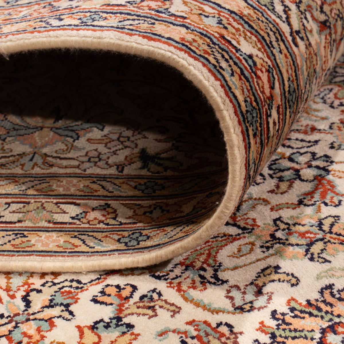 Alfombra de seda - Seda de Cachemira - 326 x 216 cm - beige oscuro