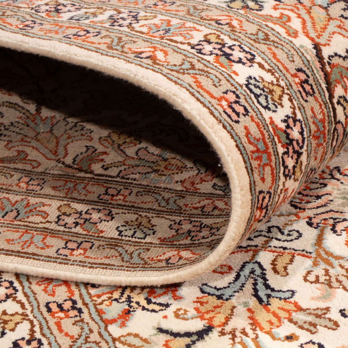 Alfombra de seda - Seda de Cachemira - 318 x 216 cm - beige oscuro