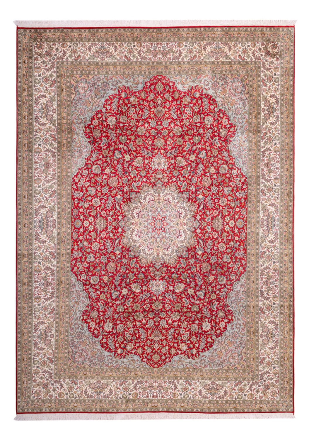 Alfombra de seda - Seda de Cachemira - 303 x 220 cm - rojo