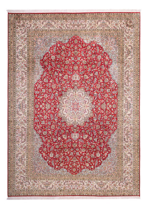 Alfombra de seda - Seda de Cachemira - 303 x 220 cm - rojo