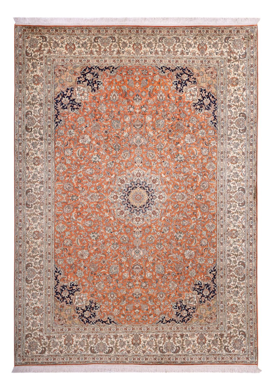 Alfombra de seda - Seda de Cachemira - 306 x 220 cm - terracota