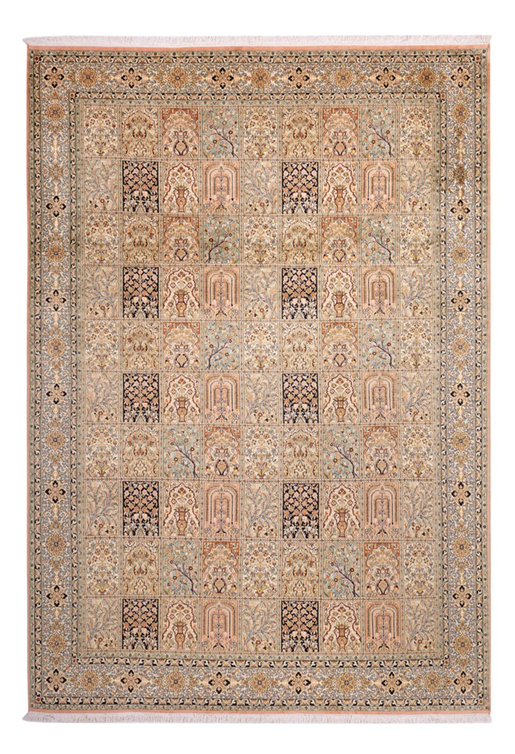 Alfombra de seda - Seda de Cachemira - 316 x 220 cm - beige oscuro