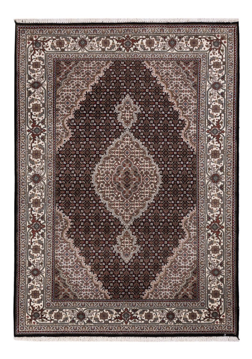 Alfombra oriental - Tabriz - 196 x 141 cm - gris oscuro