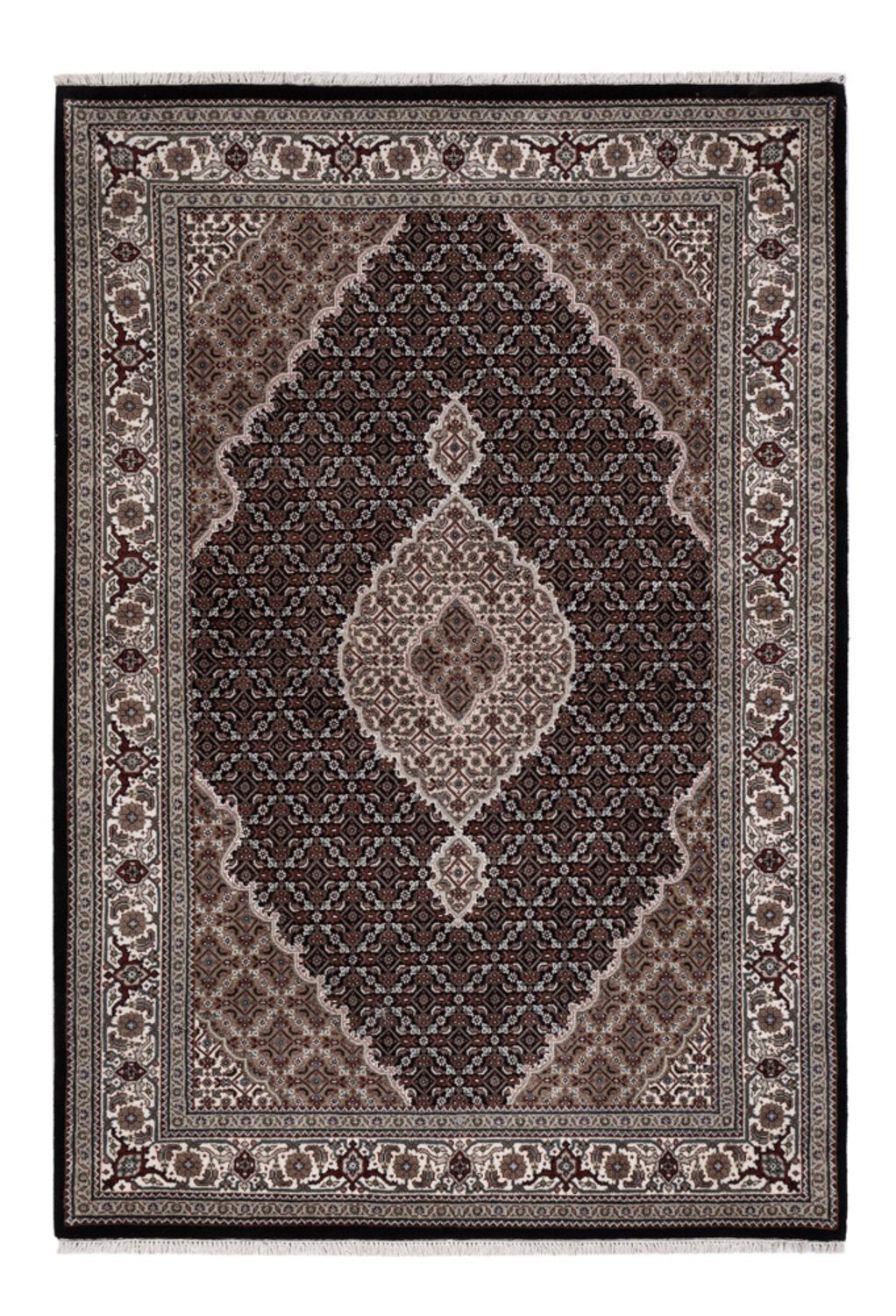 Alfombra oriental - Tabriz - 204 x 141 cm - gris oscuro