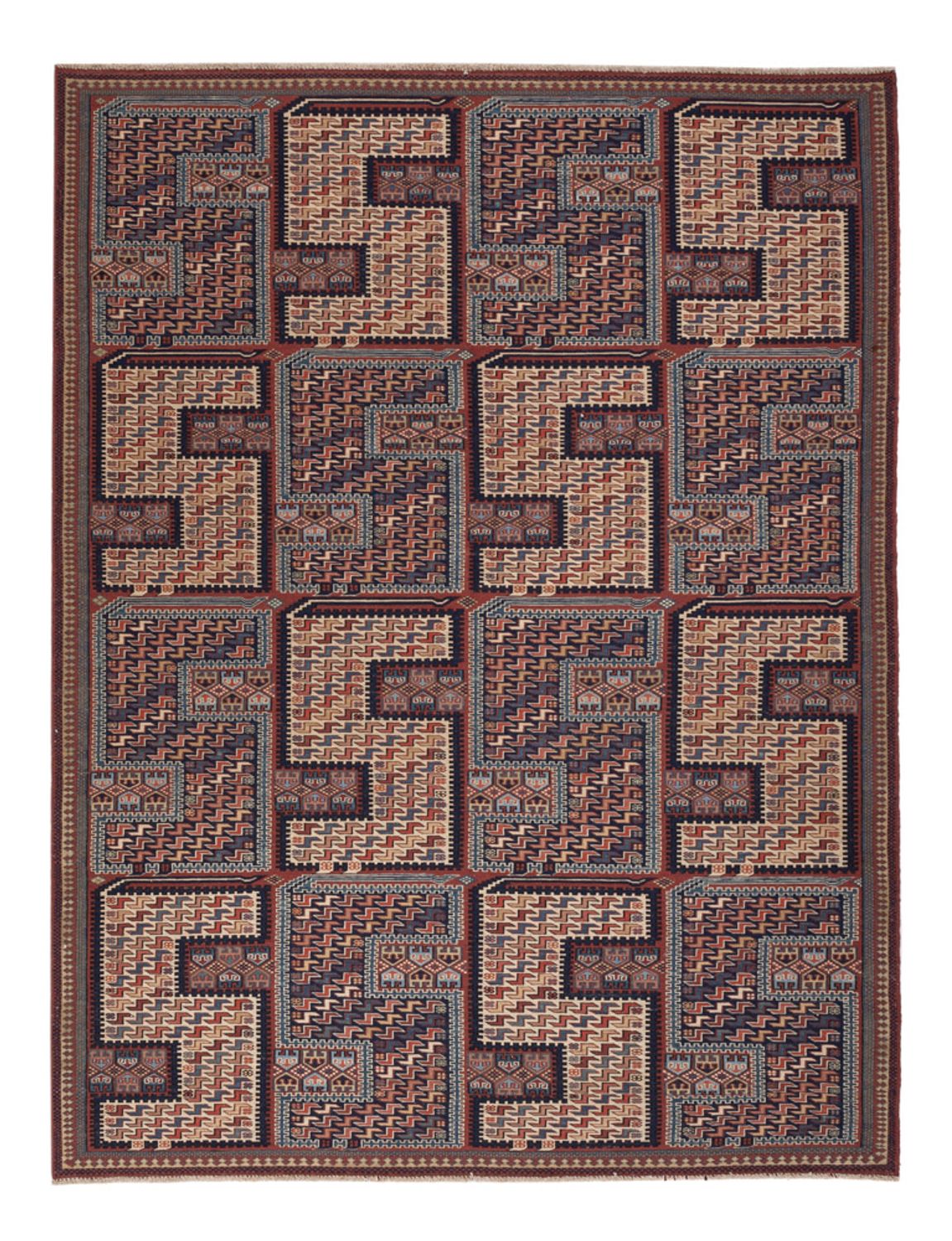 Kelim Teppich - Oriental - Soumak - 207 x 165 cm - dunkelbeige
