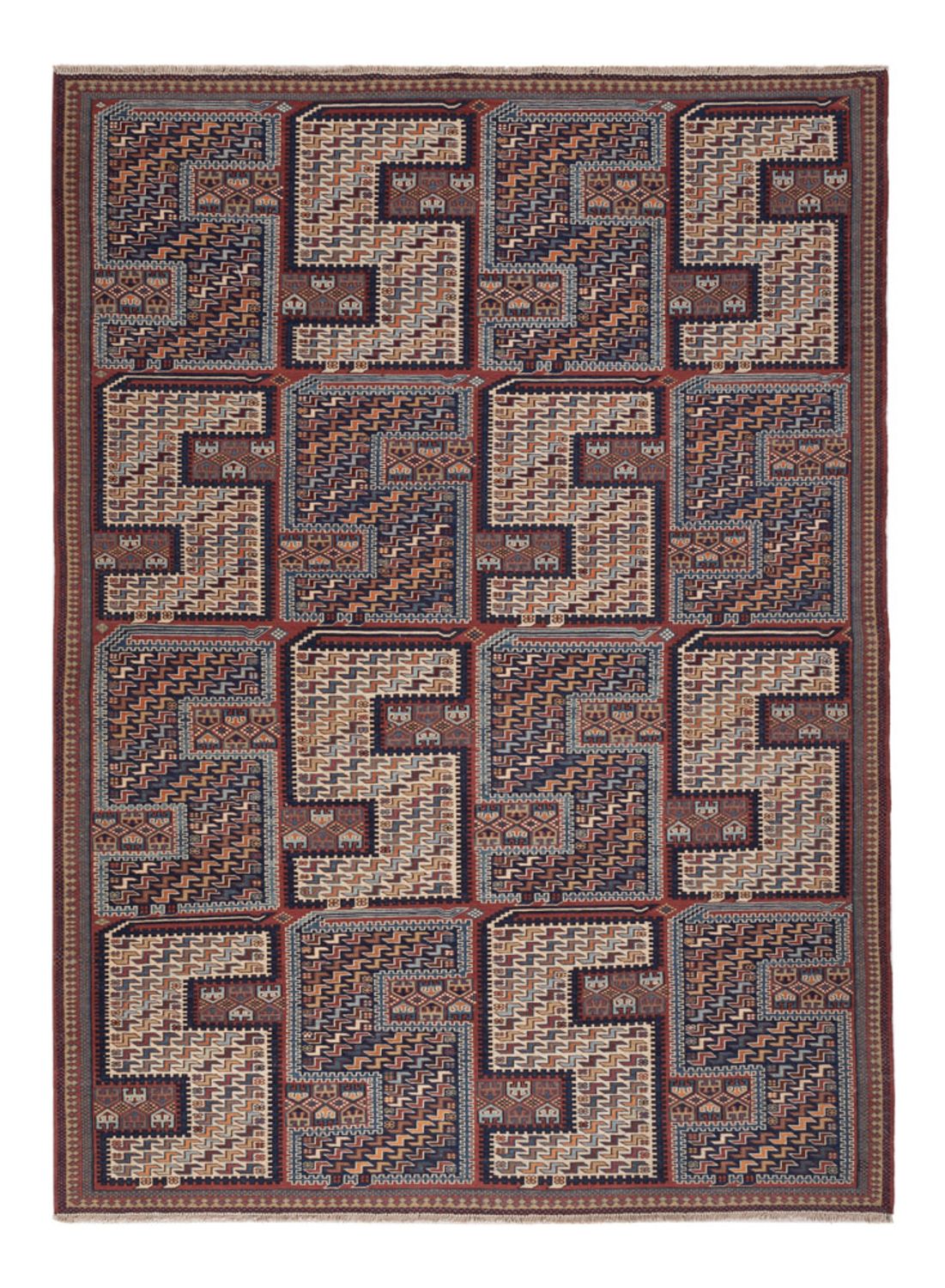 Alfombra Kelim - Oriental - Soumak - 214 x 155 cm - beige oscuro