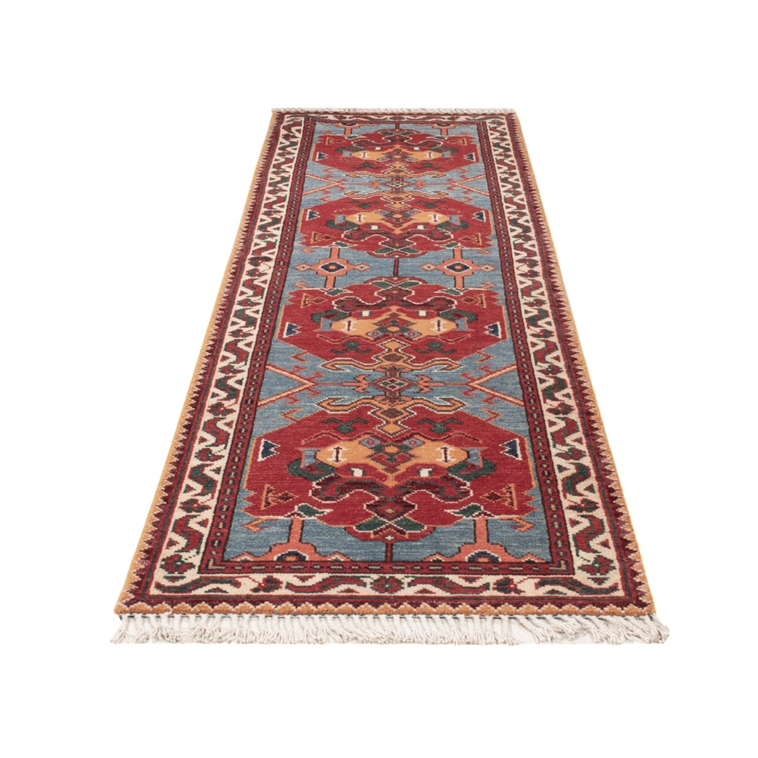 Alfombra de pasillo Alfombra Ziegler - Kazak - 287 x 77 cm - azul