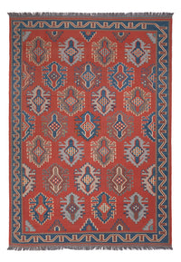 Alfombra Kelim - Oriental - Real - 253 x 177 cm - rojo