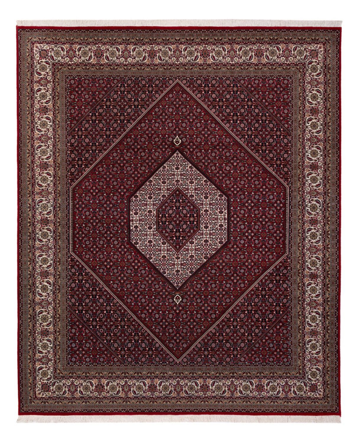 Alfombra oriental - Bidjar - Indus - 304 x 251 cm - rojo oscuro