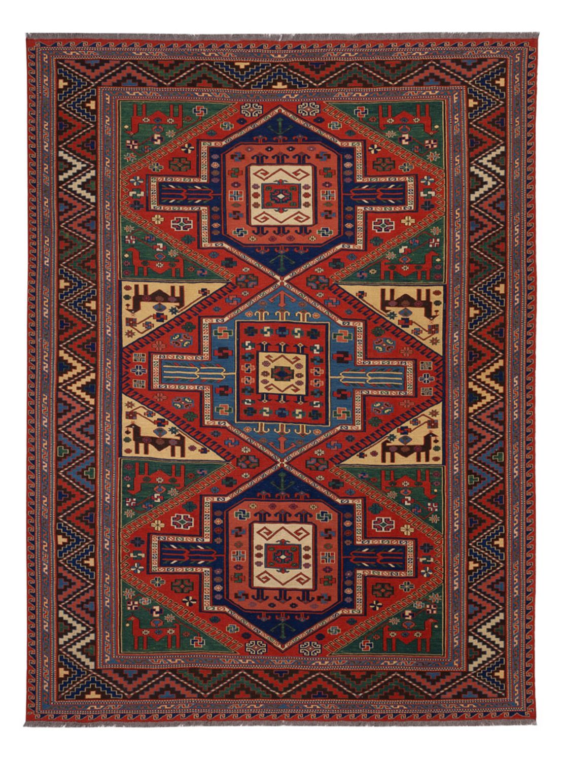 Alfombra Kelim - Oriental - Soumak - 276 x 205 cm - rojo
