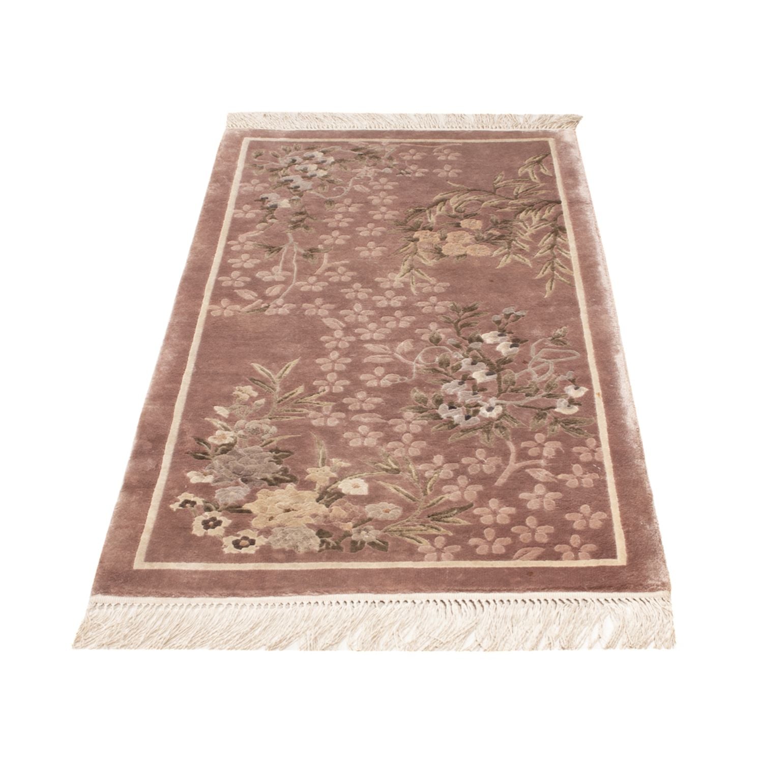 Alfombra de seda - Seda china - 123 x 62 cm - beige