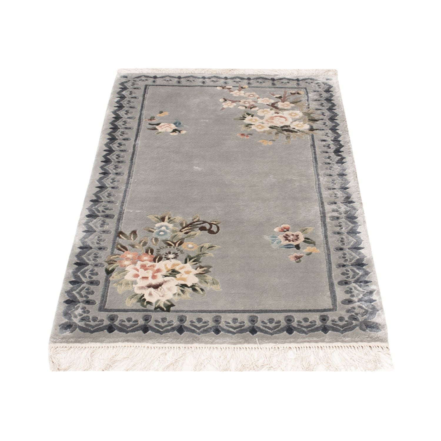 Alfombra de seda - Seda china - 124 x 60 cm - plata