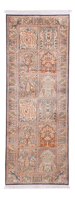 Alfombra de pasillo Alfombra de seda - Seda de Cachemira - 236 x 80 cm - beige oscuro