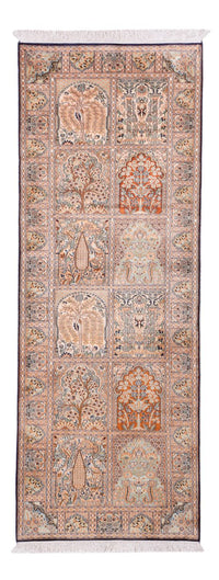 Alfombra de pasillo Alfombra de seda - Seda de Cachemira - 236 x 80 cm - beige oscuro