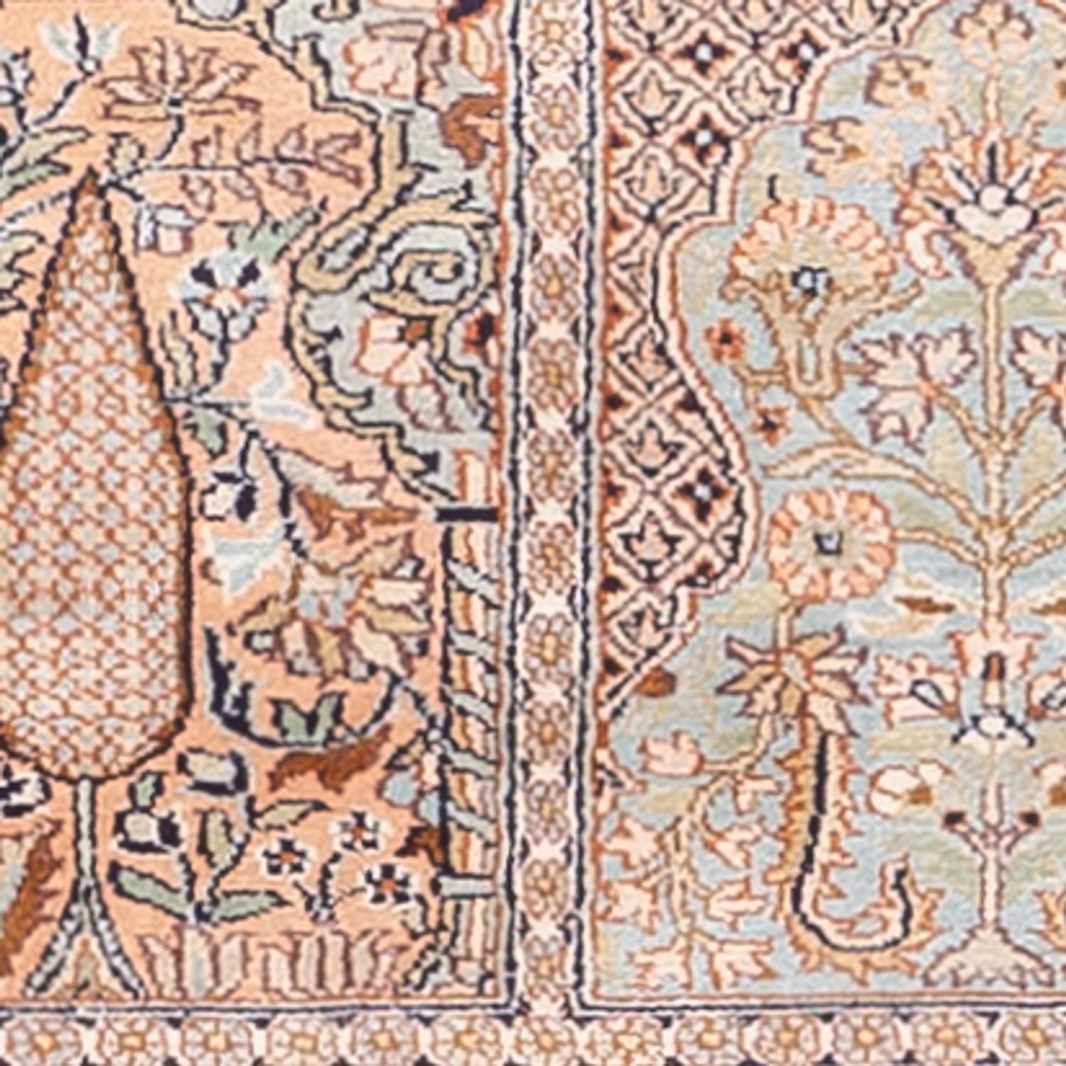 Alfombra de pasillo Alfombra de seda - Seda de Cachemira - 236 x 80 cm - beige oscuro