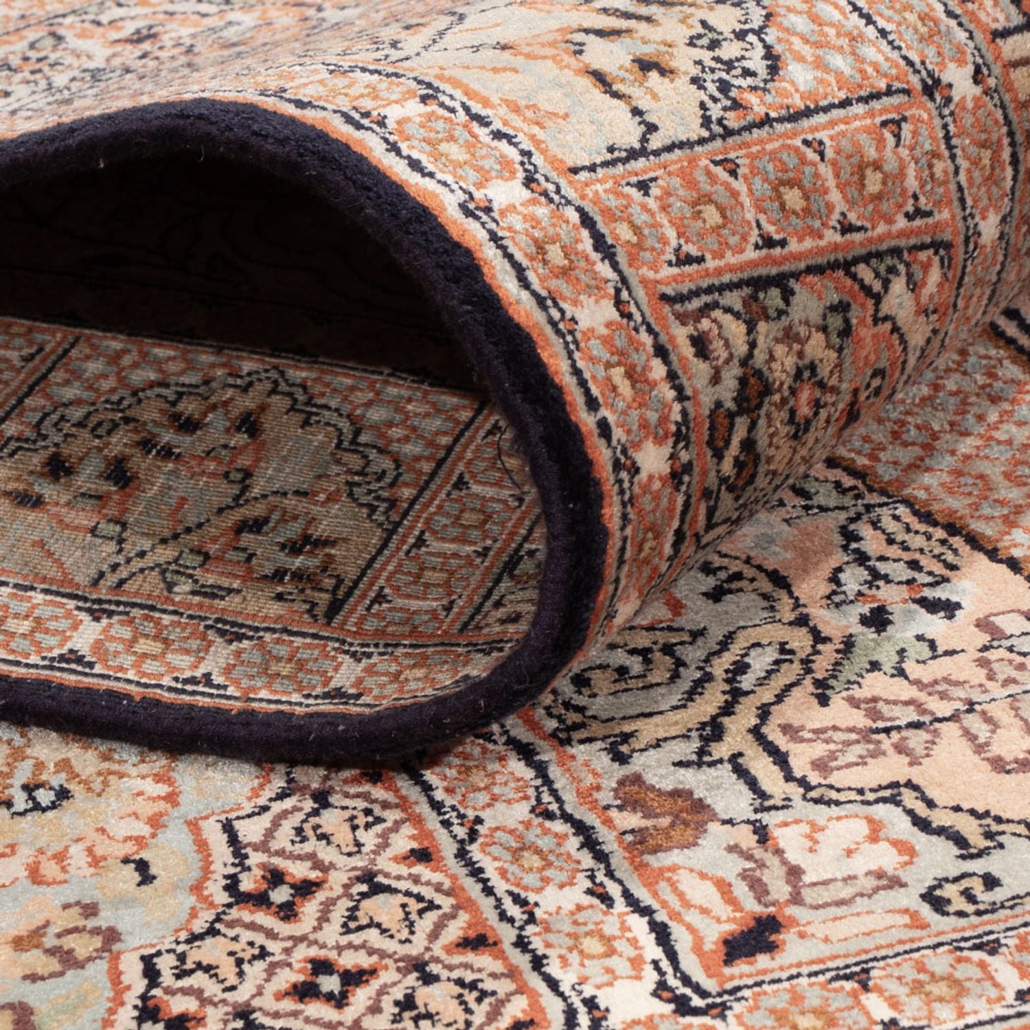 Alfombra de pasillo Alfombra de seda - Seda de Cachemira - 236 x 80 cm - beige oscuro
