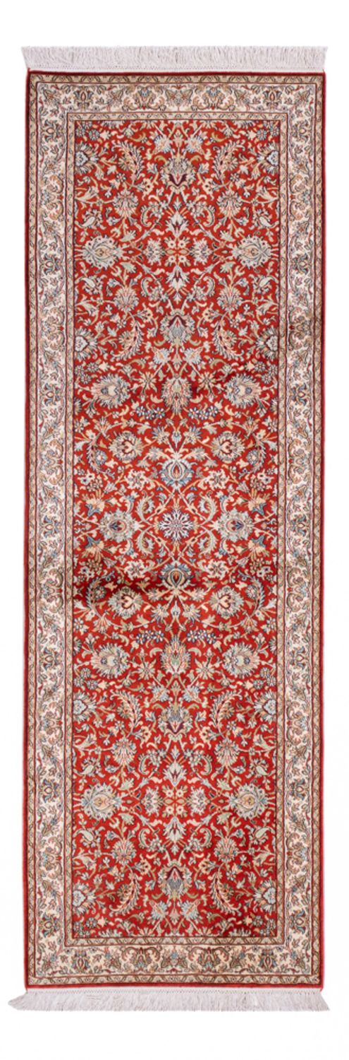 Alfombra de pasillo Alfombra de seda - Seda de Cachemira - 241 x 76 cm - rojo