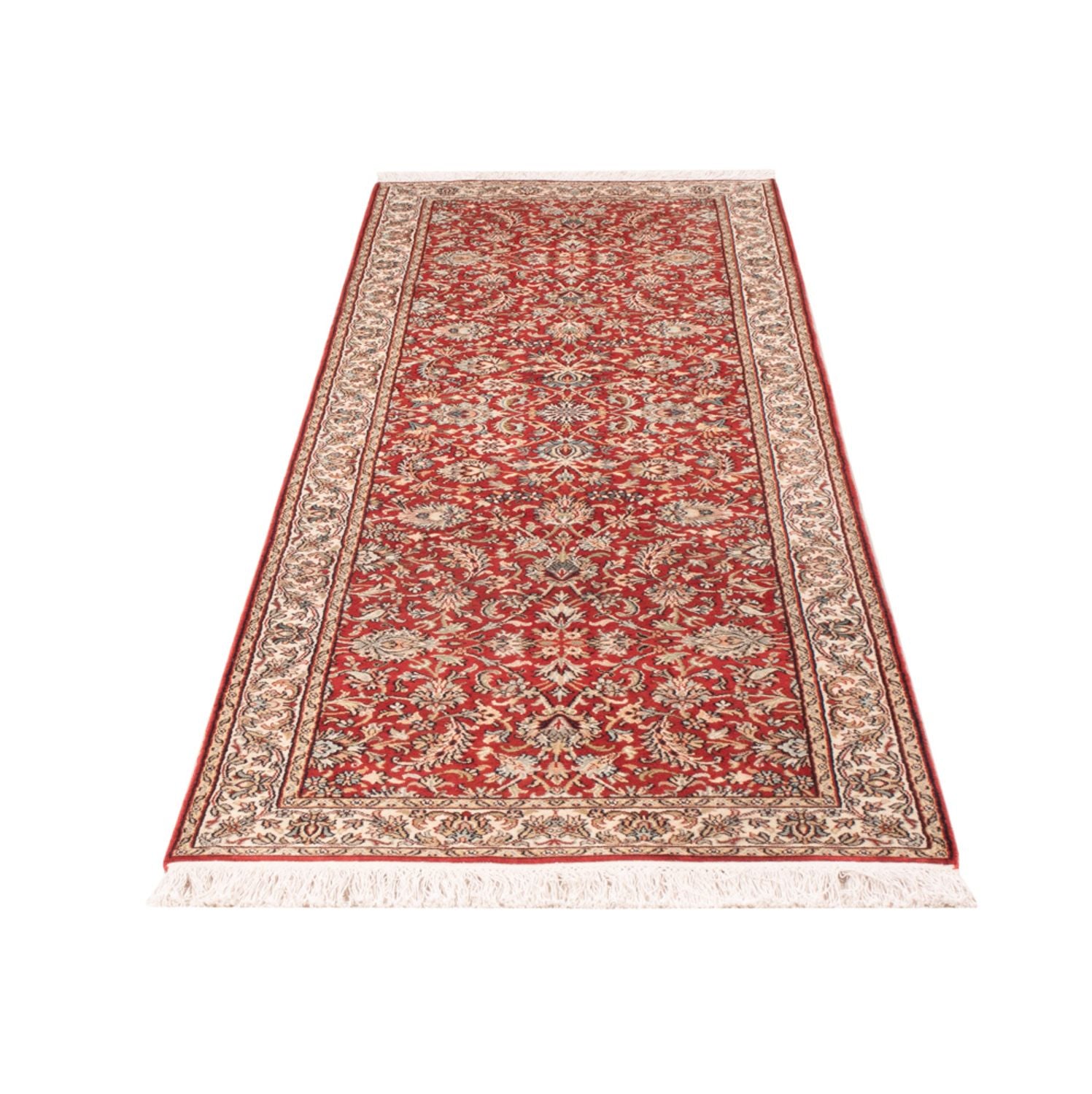 Alfombra de pasillo Alfombra de seda - Seda de Cachemira - 241 x 76 cm - rojo