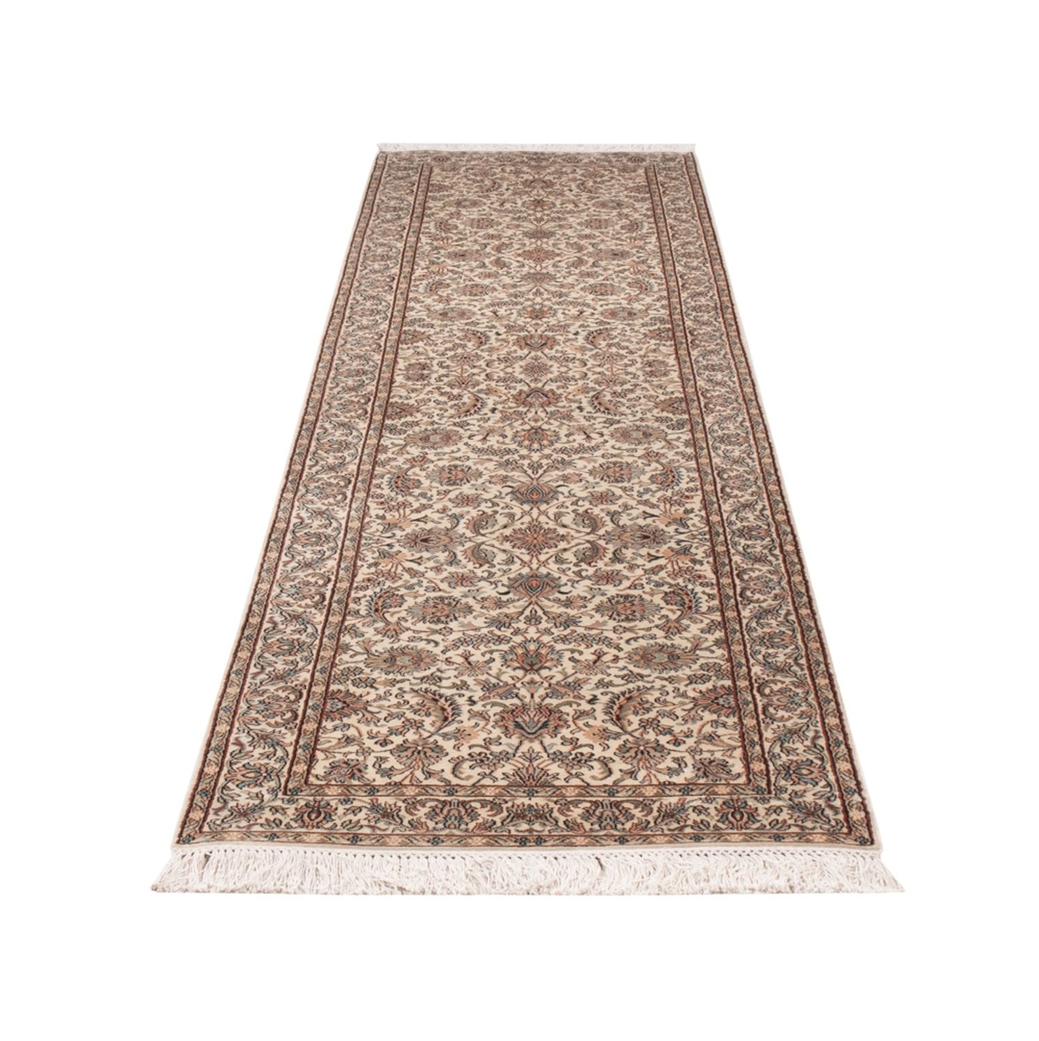 Alfombra de pasillo Alfombra de seda - Seda de Cachemira - 307 x 77 cm - beige