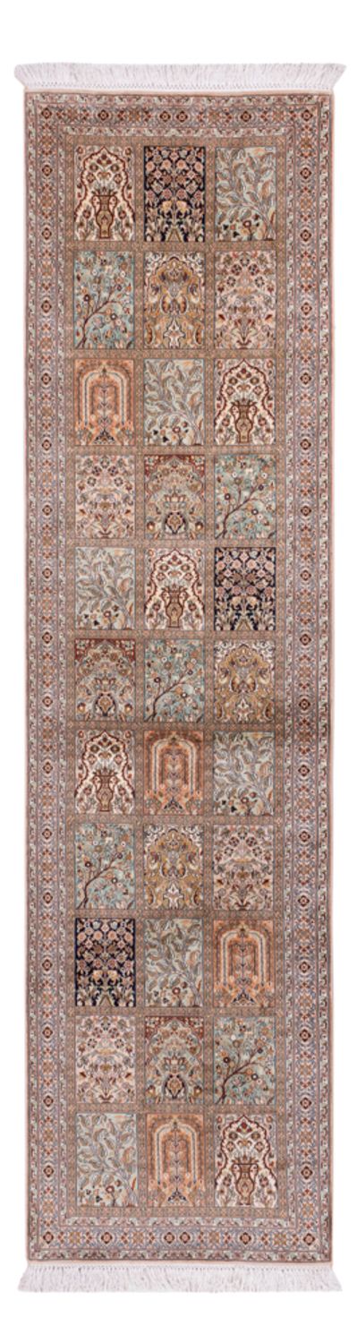 Alfombra de pasillo Alfombra de seda - Seda de Cachemira - 304 x 79 cm - beige oscuro