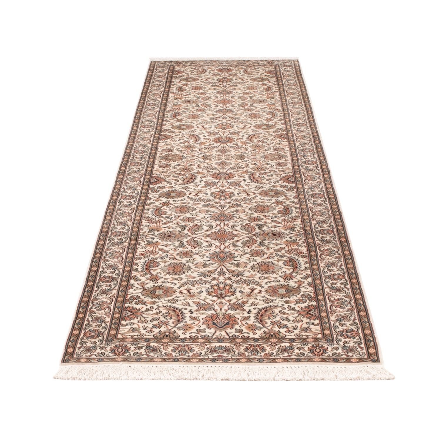 Alfombra de pasillo Alfombra de seda - Seda de Cachemira - 308 x 80 cm - beige