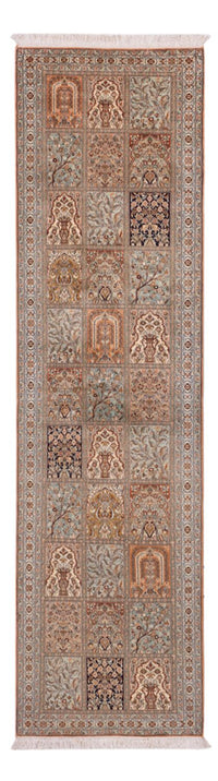 Alfombra de pasillo Alfombra de seda - Seda de Cachemira - 301 x 77 cm - beige oscuro