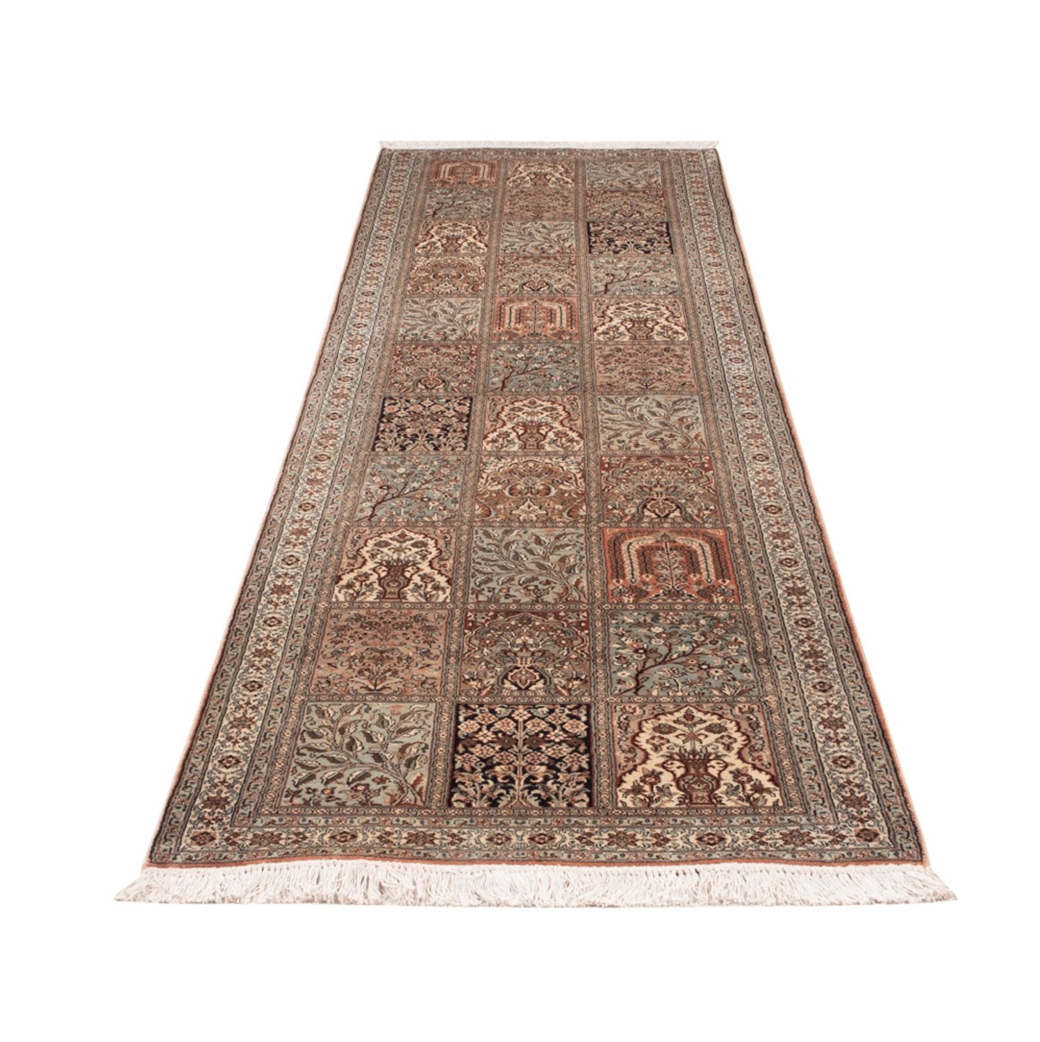 Alfombra de pasillo Alfombra de seda - Seda de Cachemira - 301 x 77 cm - beige oscuro