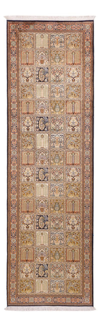 Alfombra de pasillo Alfombra de seda - Seda de Cachemira - 280 x 77 cm - beige oscuro