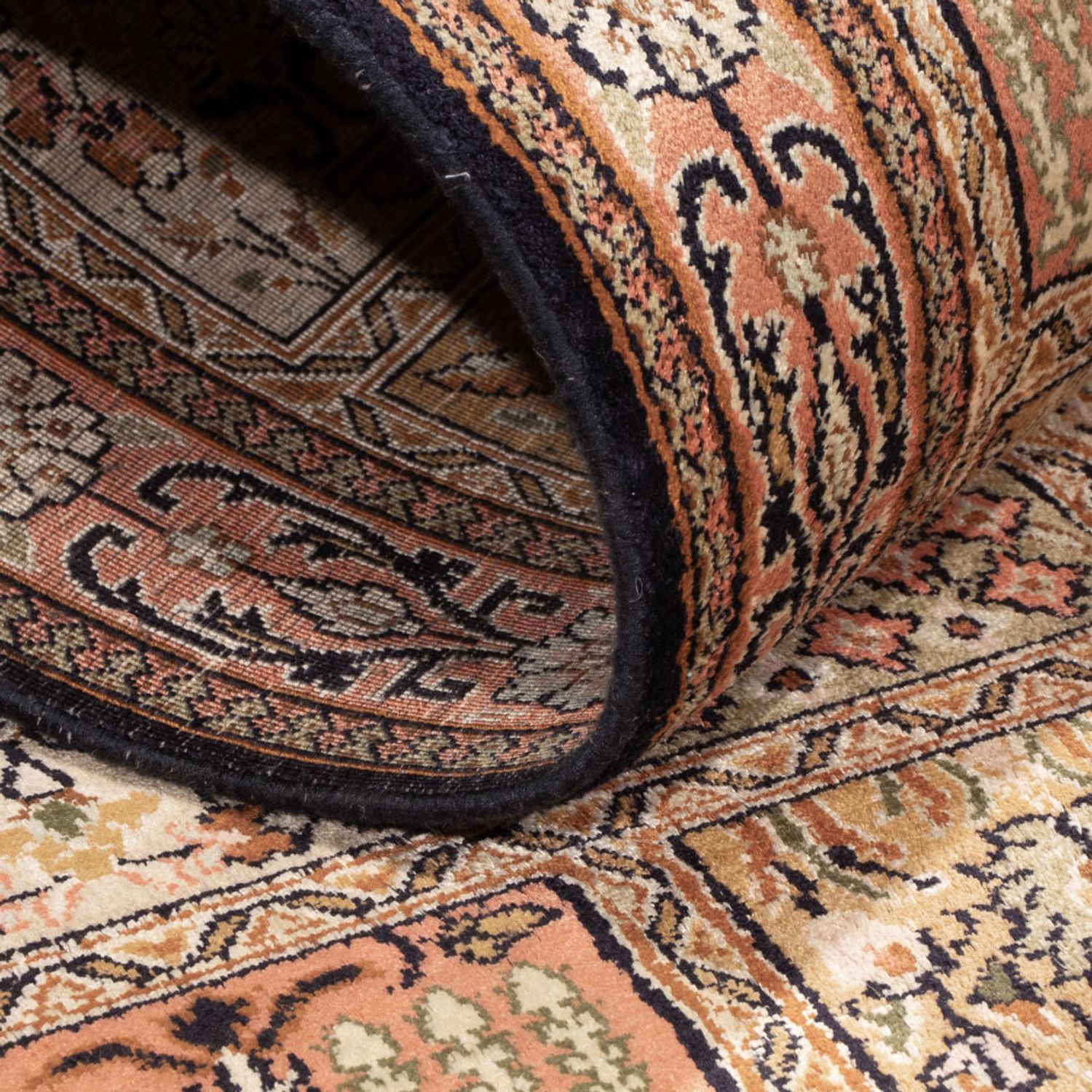 Alfombra de pasillo Alfombra de seda - Seda de Cachemira - 280 x 77 cm - beige oscuro