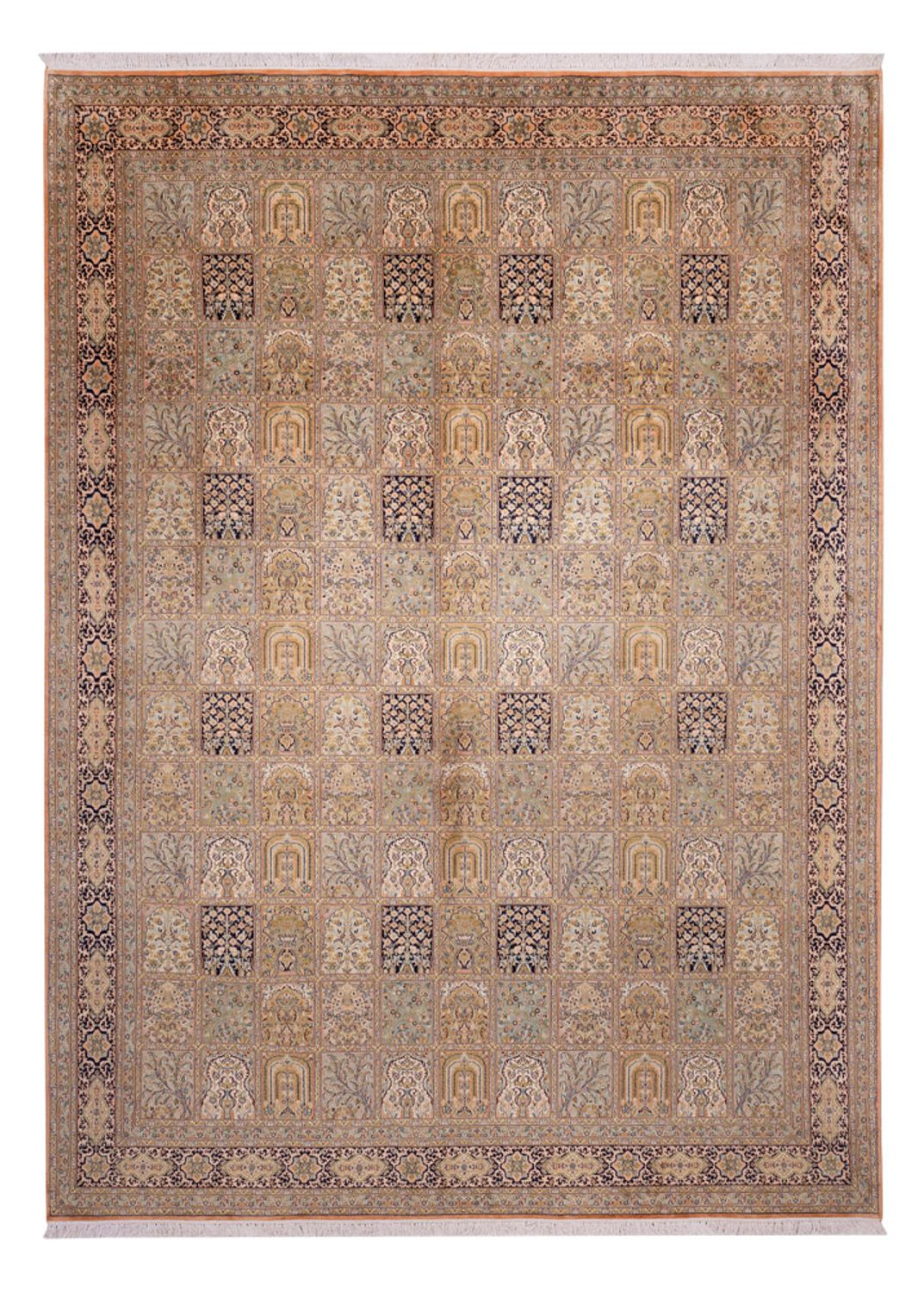 Alfombra de seda - Seda de Cachemira - 378 x 273 cm - beige oscuro