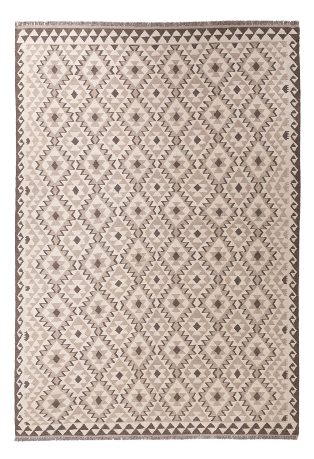 Alfombra Kelim - Splash - 290 x 202 cm - gris claro