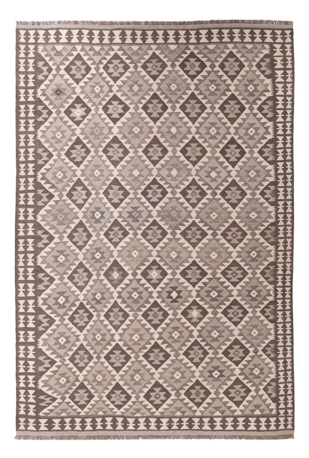Alfombra Kelim - Splash - 293 x 198 cm - gris claro