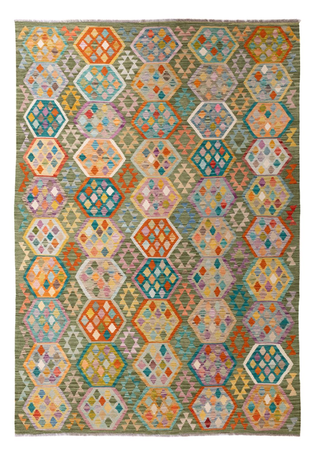 Alfombra Kelim - Splash - 299 x 200 cm - multicolor