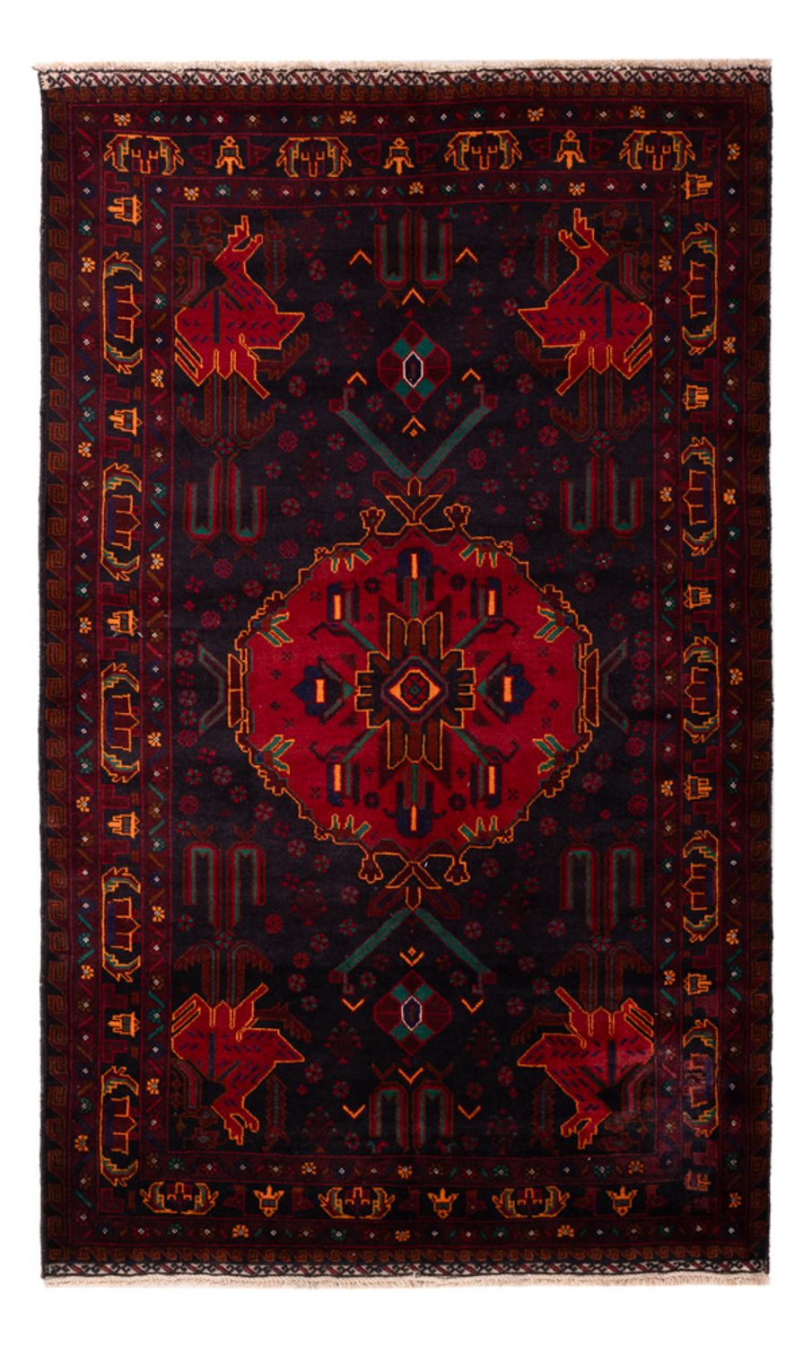Alfombra Belutsch - 207 x 127 cm - rojo oscuro