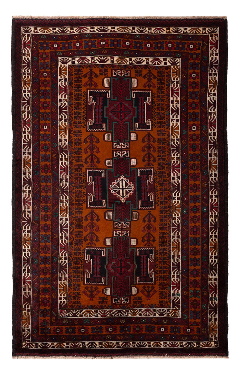 Alfombra Belutsch - 198 x 123 cm - rojo oscuro