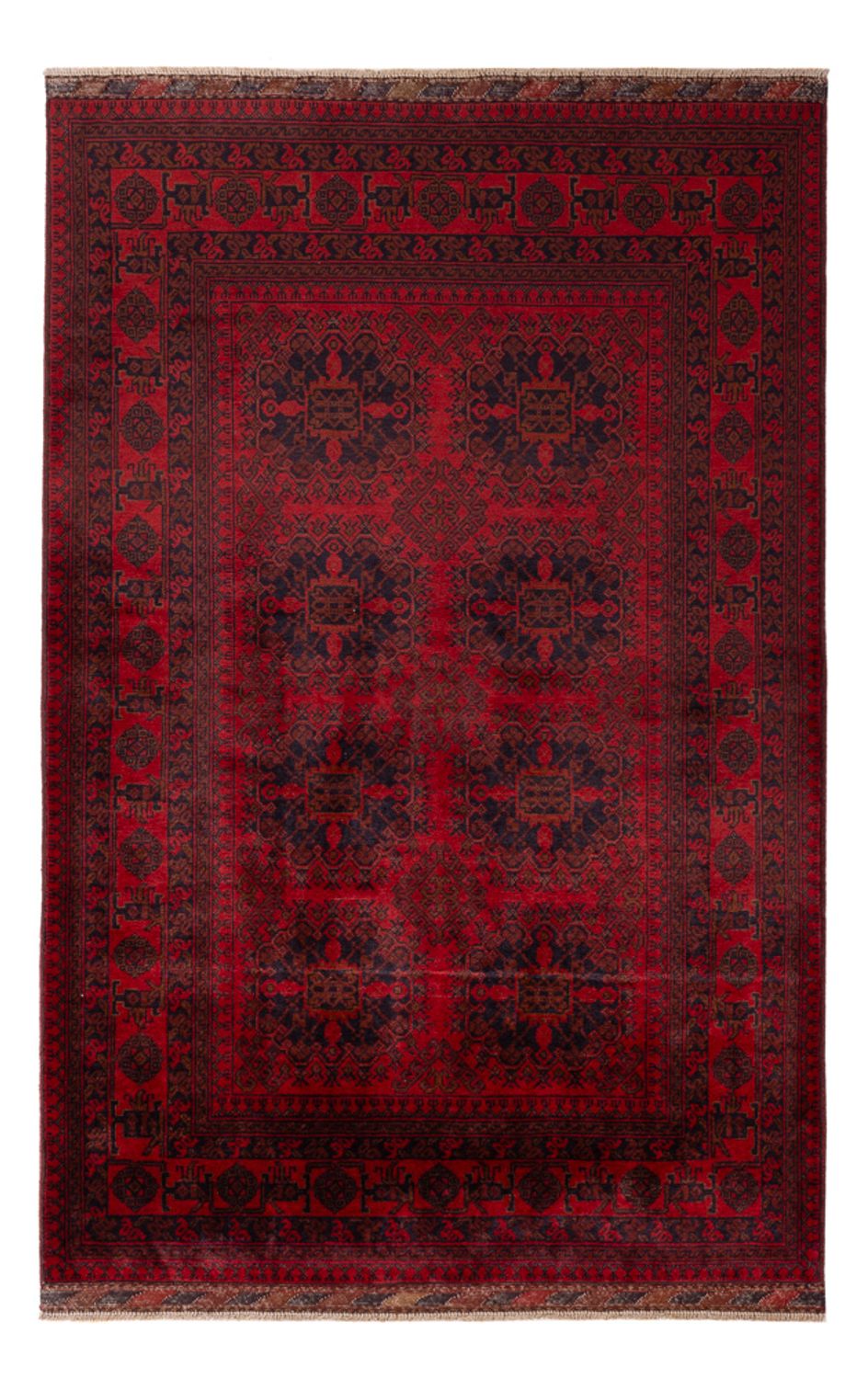 Alfombra afgana - Kunduz - 197 x 127 cm - rojo