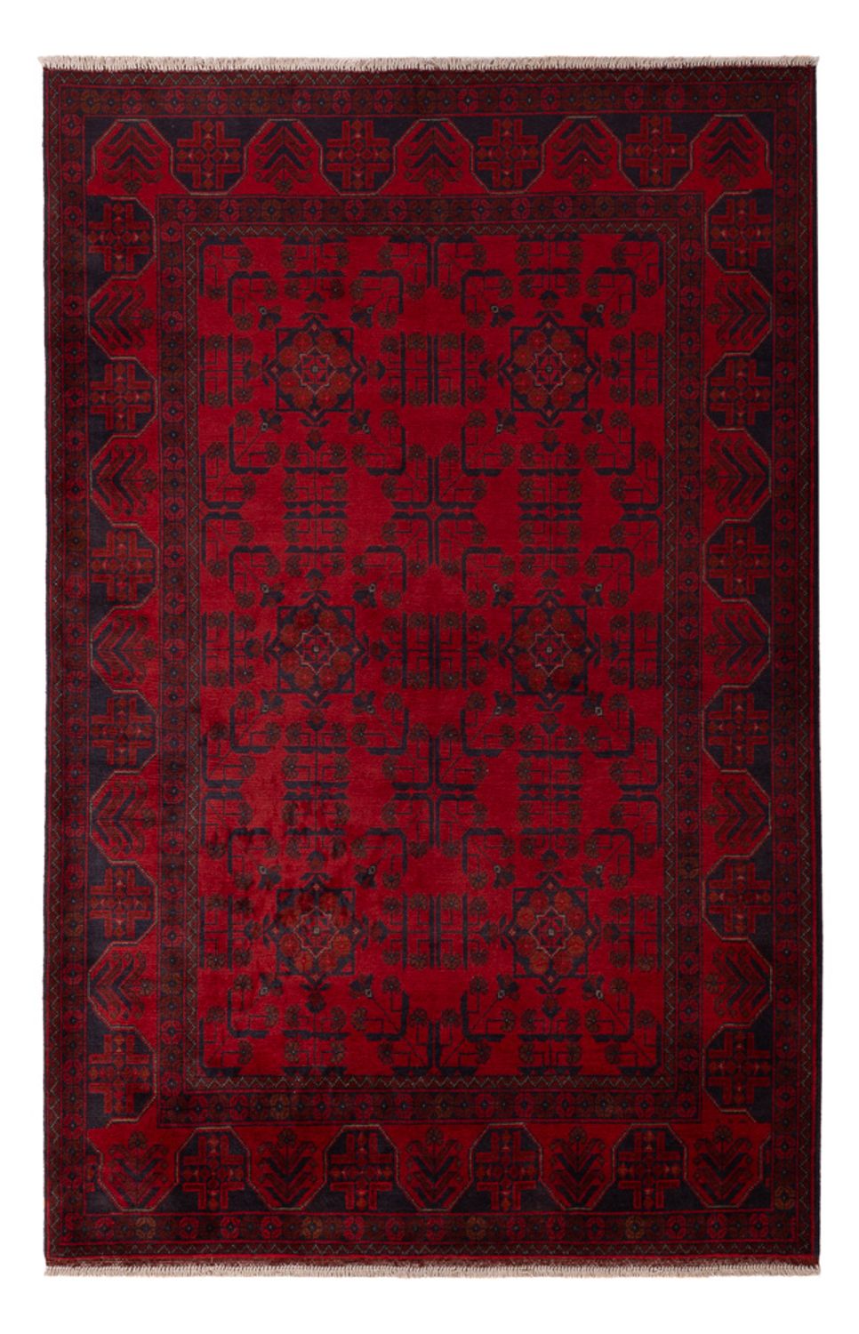 Alfombra afgana - Kunduz - 196 x 127 cm - rojo