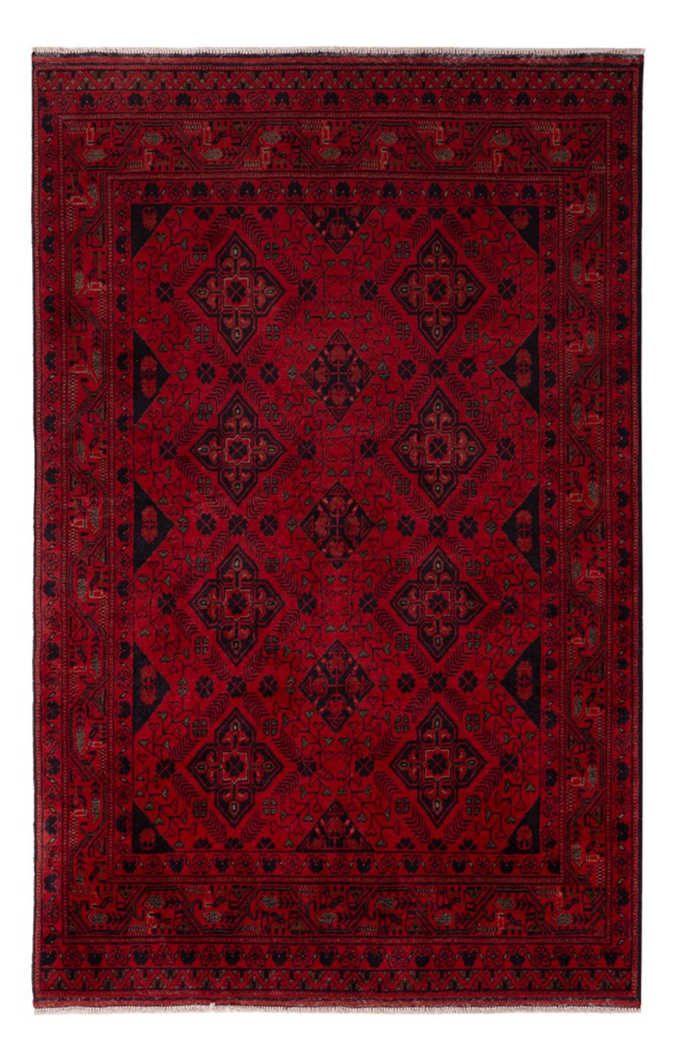 Alfombra afgana - Kunduz - 196 x 124 cm - rojo