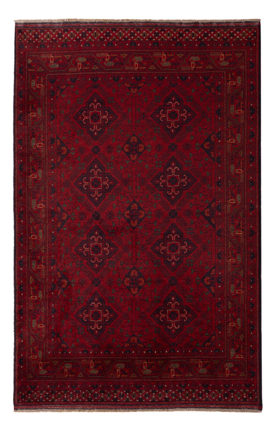 Alfombra afgana - Kunduz - 194 x 121 cm - rojo