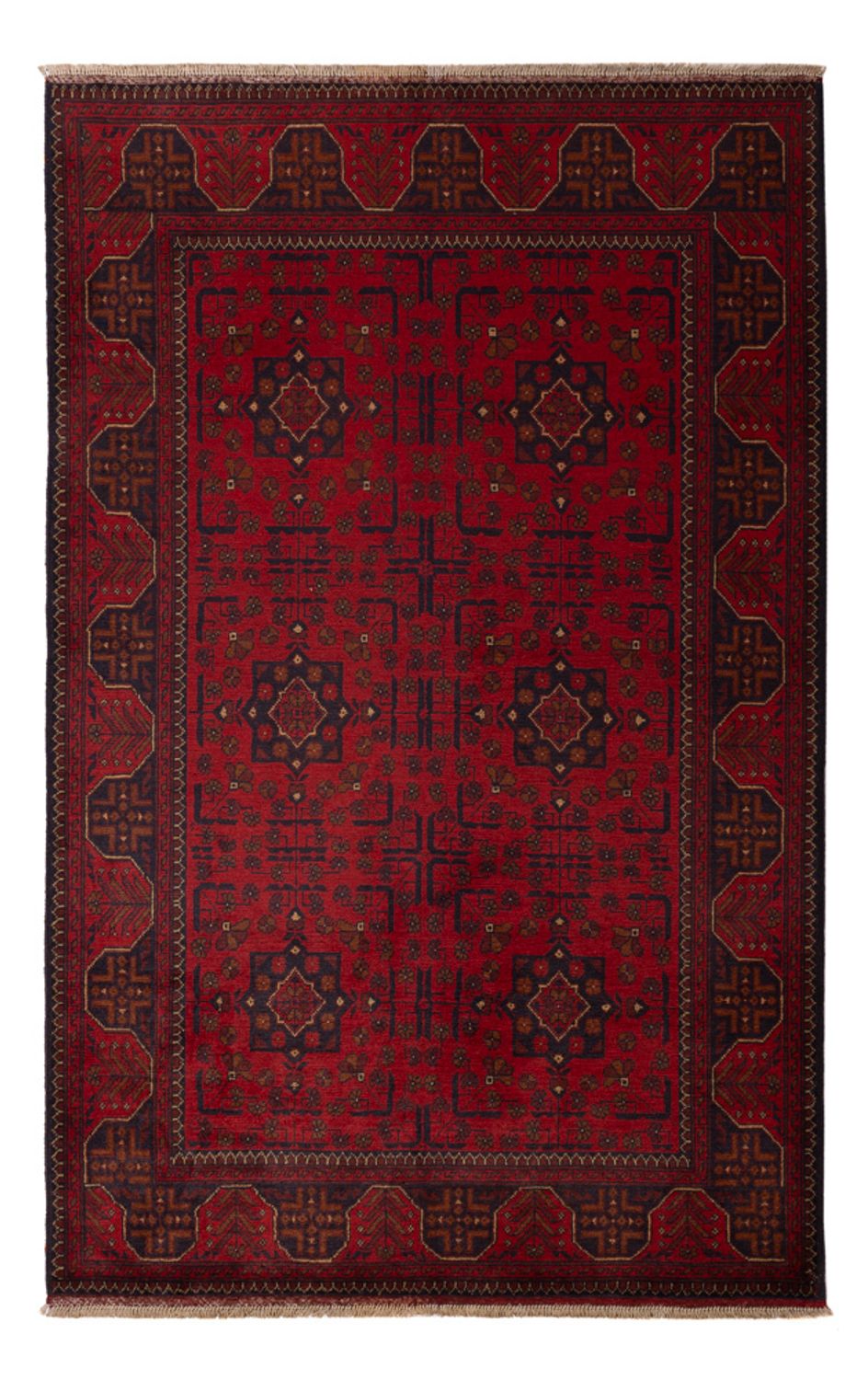Alfombra afgana - Kunduz - 201 x 126 cm - rojo