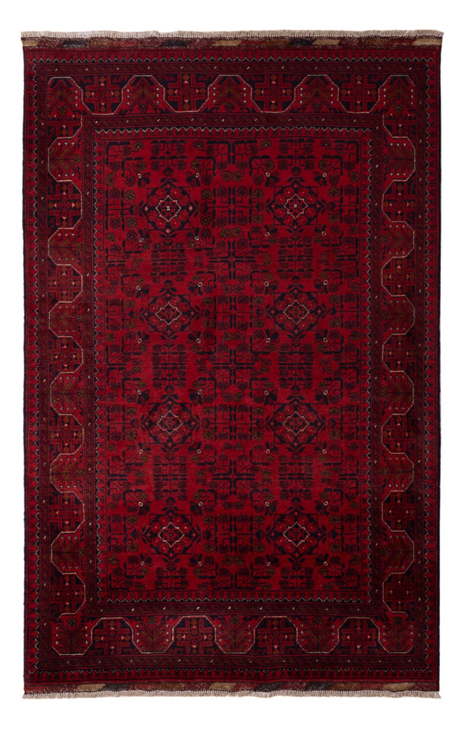 Alfombra afgana - Kunduz - 198 x 123 cm - rojo