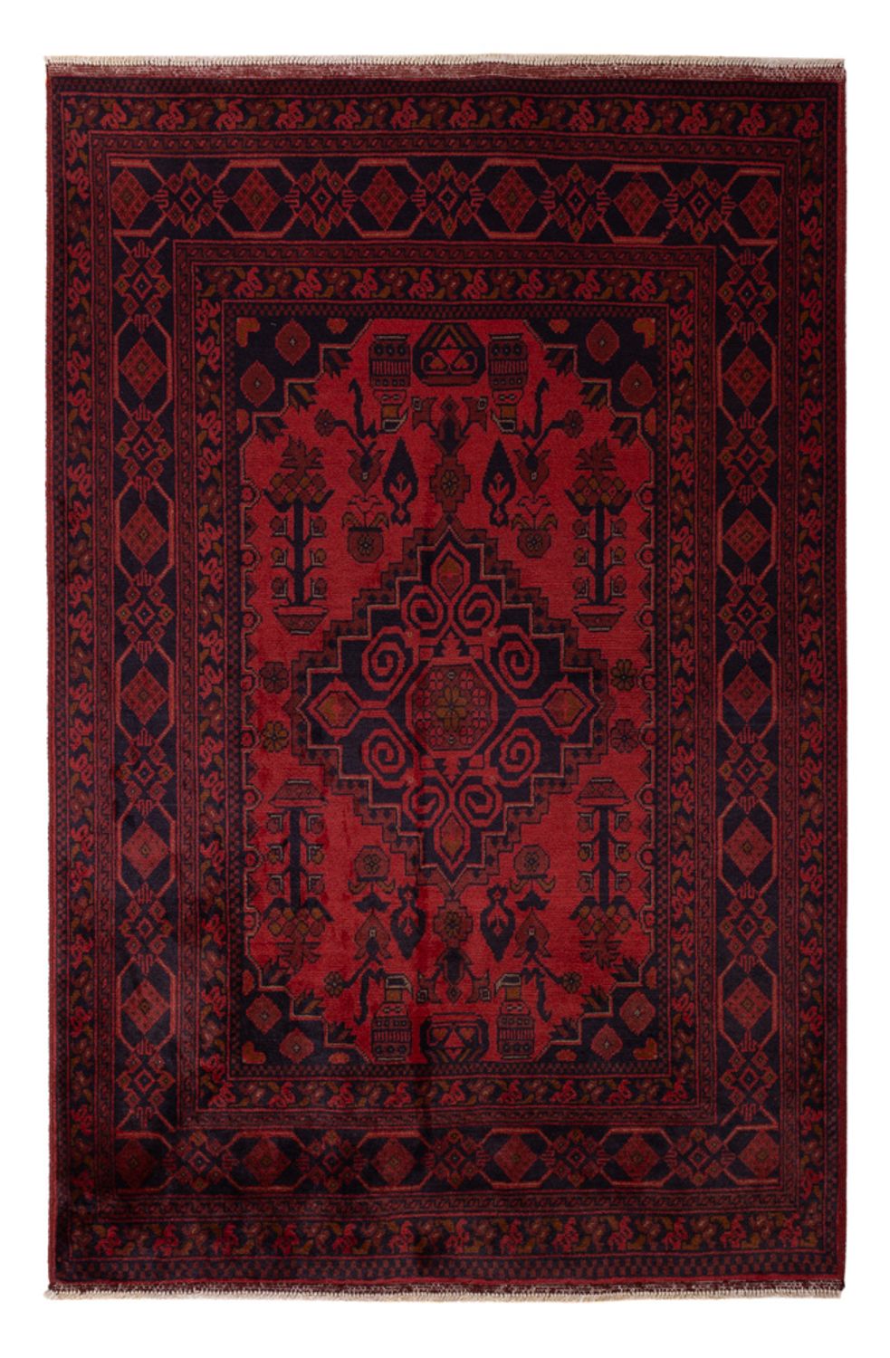 Alfombra afgana - Kunduz - 192 x 122 cm - rojo