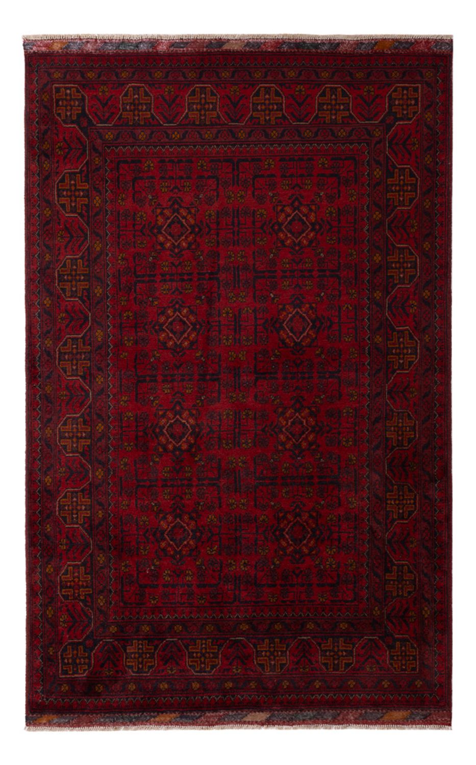 Alfombra afgana - Kunduz - 197 x 127 cm - rojo oscuro