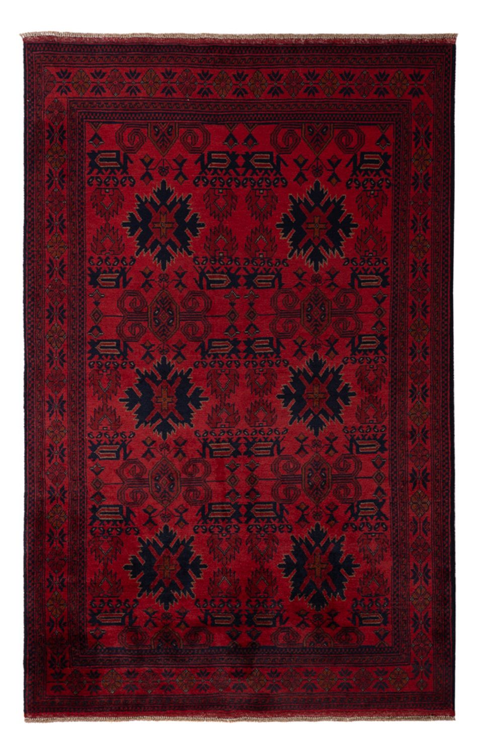 Alfombra afgana - Kunduz - 199 x 123 cm - rojo oscuro