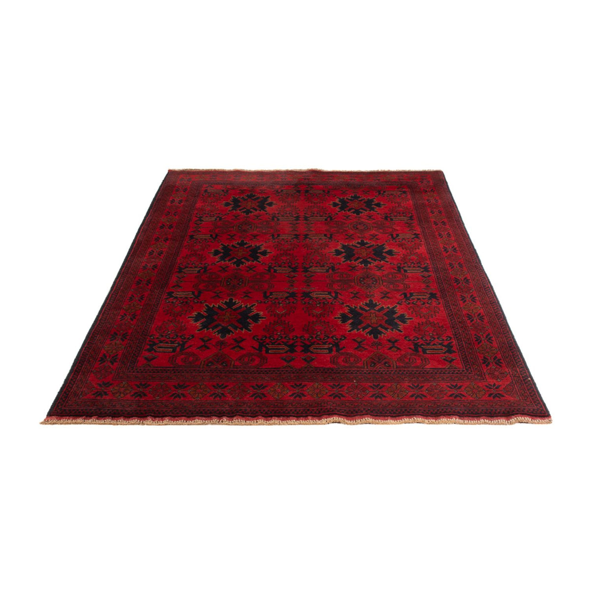 Alfombra afgana - Kunduz - 199 x 123 cm - rojo oscuro