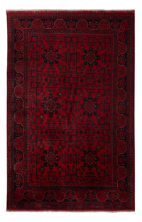 Alfombra afgana - Kunduz - 199 x 124 cm - rojo oscuro