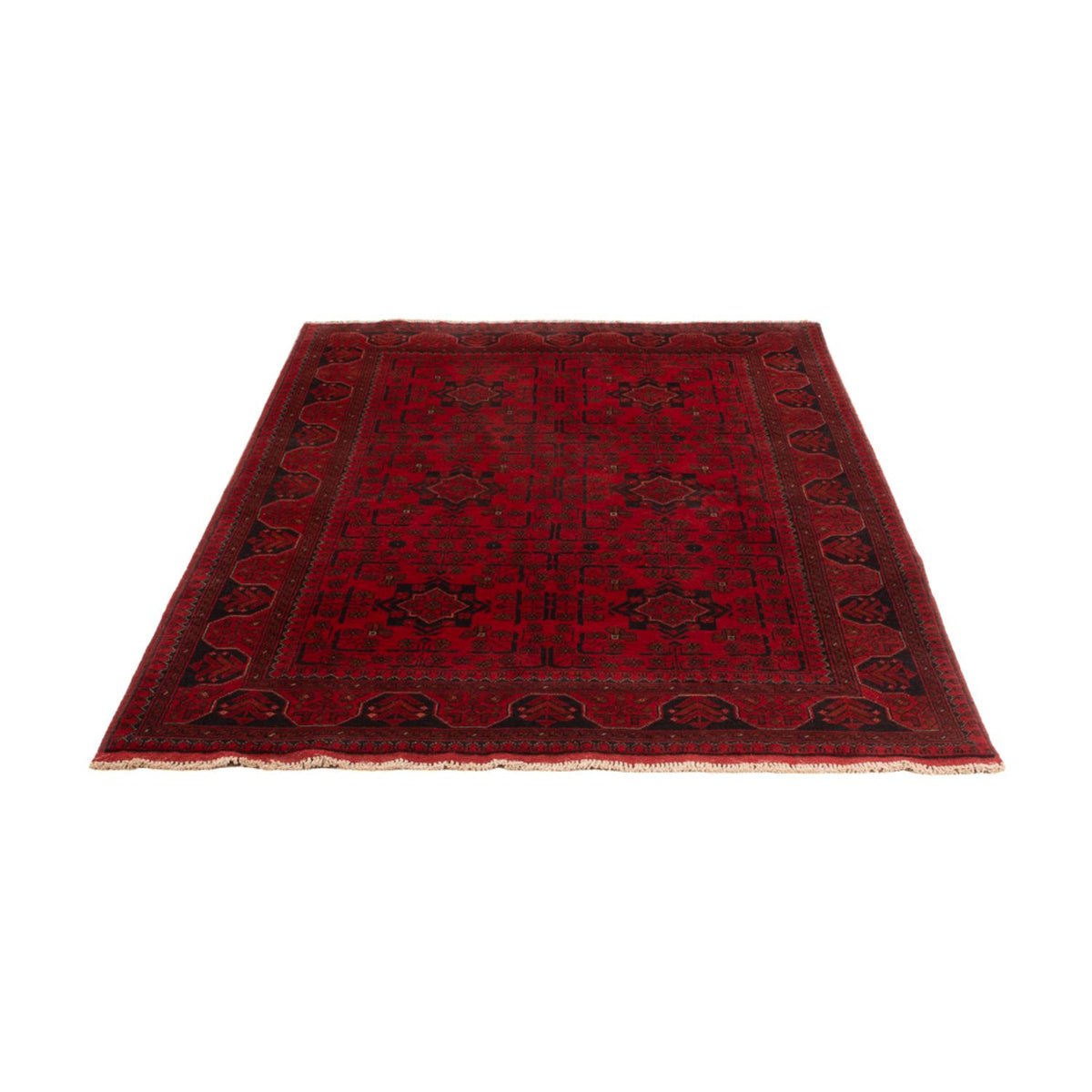 Alfombra afgana - Kunduz - 199 x 124 cm - rojo oscuro